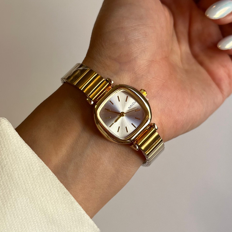 ساعت بند گلد صفحه سفید صدفی نایدو