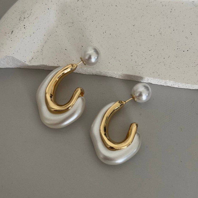 گوشواره صدف و مروارید دو حالته