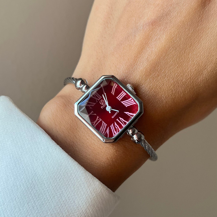 ساعت بنگلی صفحه چری سیلور