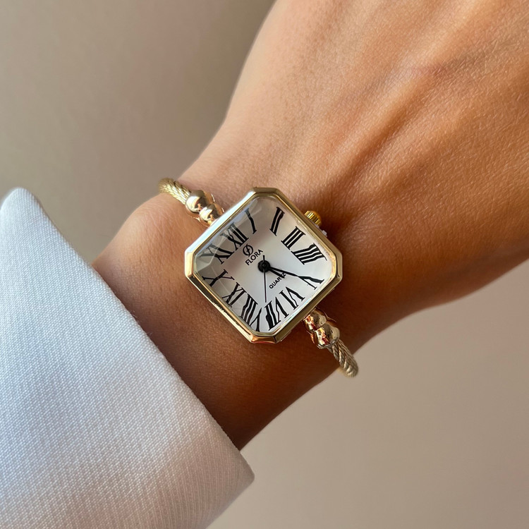 ساعت بنگلی صفحه سفید گلد