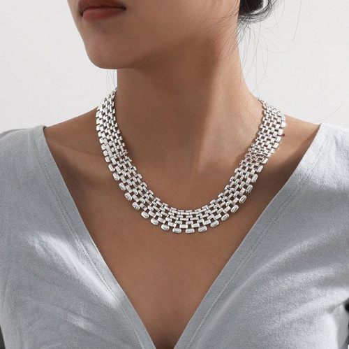 گردنبند آبکاری نقره رولکسی